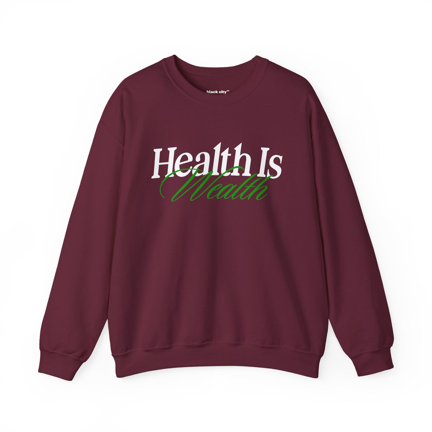 "Health is Wealth" Black City Graphic