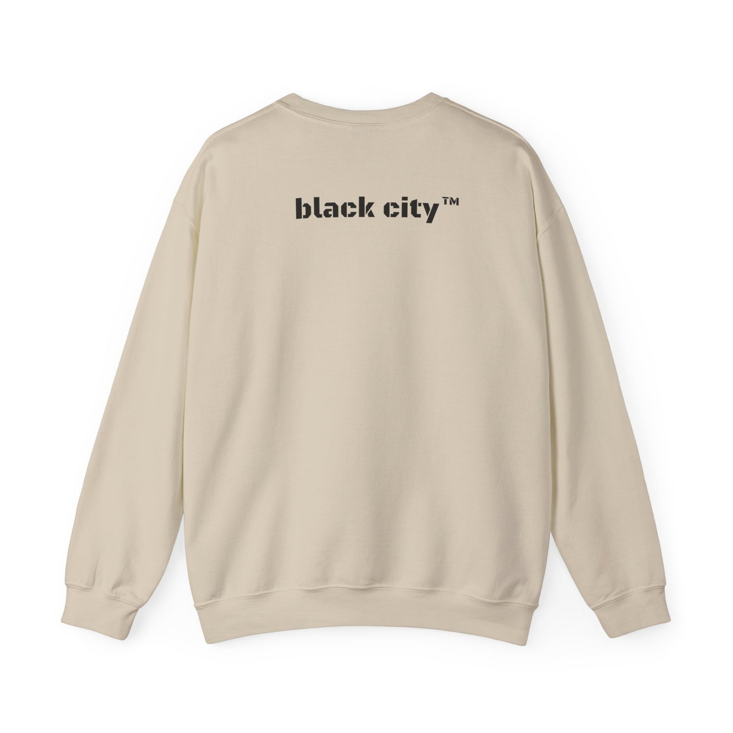Crewneck Sweatshirt — "People's Free Food Program" Black City Graphic