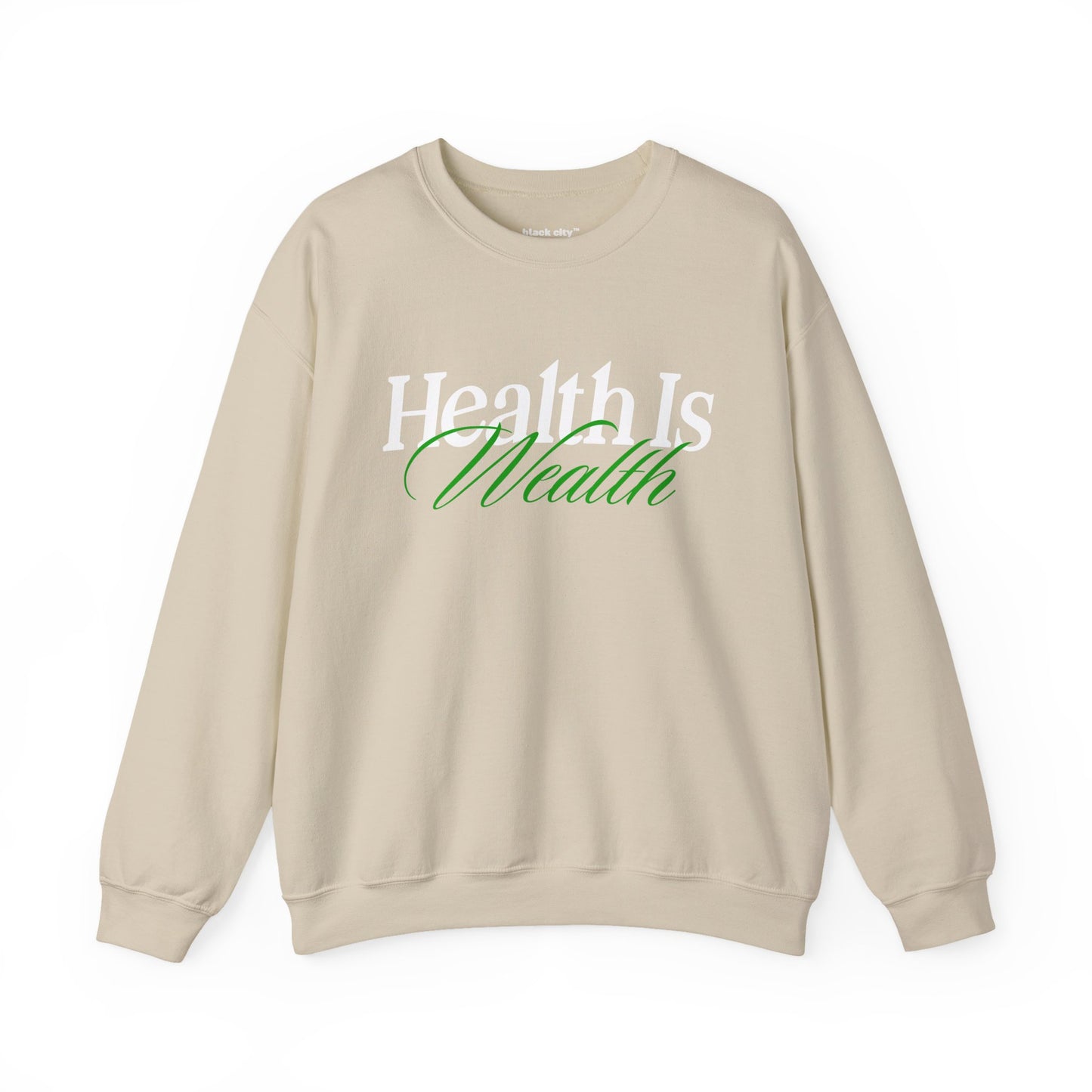 "Health is Wealth" Black City Graphic